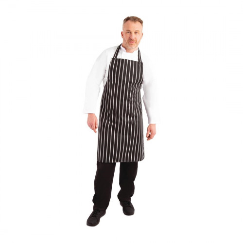 Black & White Stripe Butchers Bib Apron