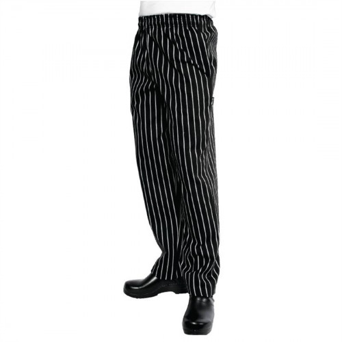 Chef Works Black & White Stripe Butcher Easi Fit Baggies - Size XS