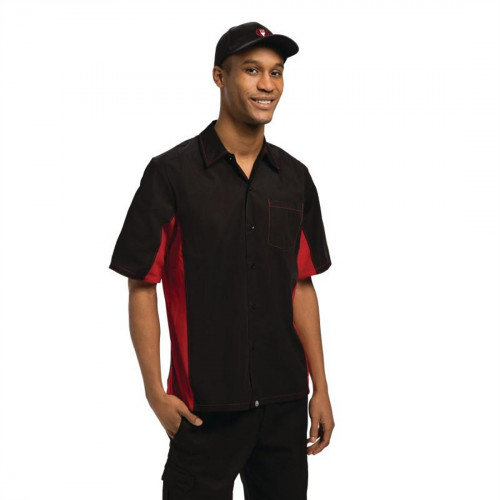 Chef Works Contrast Shirt Black & Red - Size XL