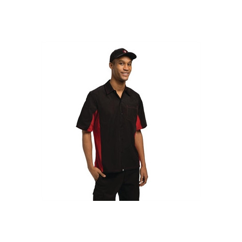 Chef Works Contrast Shirt Black & Red - Size XS