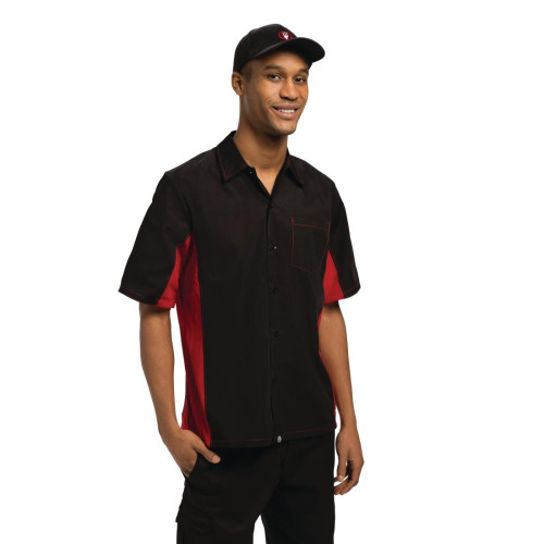 Chef Works Contrast Shirt Black & Red - Size XS