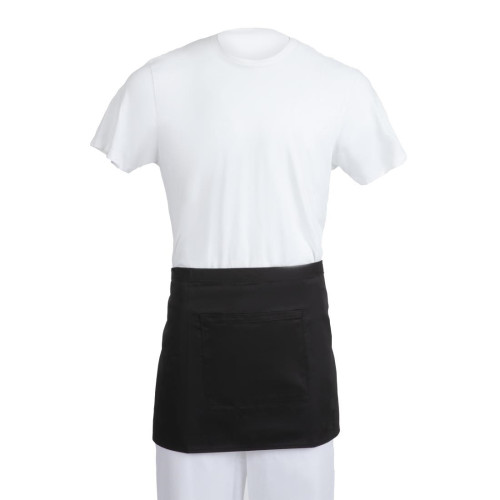 Whites Short Bistro Apron Black - 750x373mm 29.5x14.7"