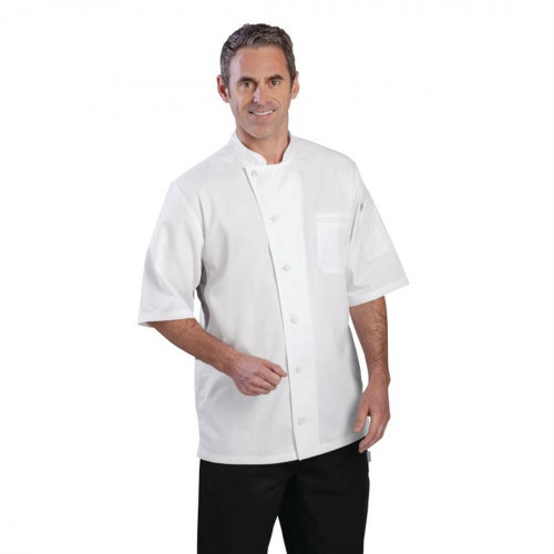 Chef Works Ventilated Coat Short Sleeve White with Grey Panels - Size M