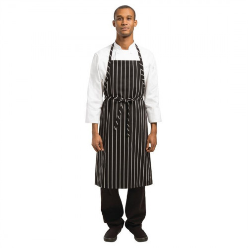 Chef Works Premium Woven Black & White Stripe Chefs Apron