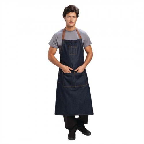 Chef Works Memphis Wide Bib Apron Indigo