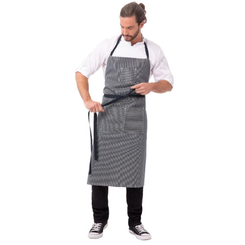 Chef Works Portland Fine Stripe Indigo Bib Apron