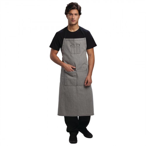 Chef Works Portland Fine Stripe Grey Bib Apron