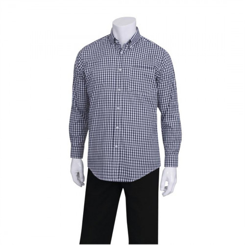 Uniform Works Mens Dark Navy Gingham Dress Shirt (D500BWK) - Size XL (B2B)