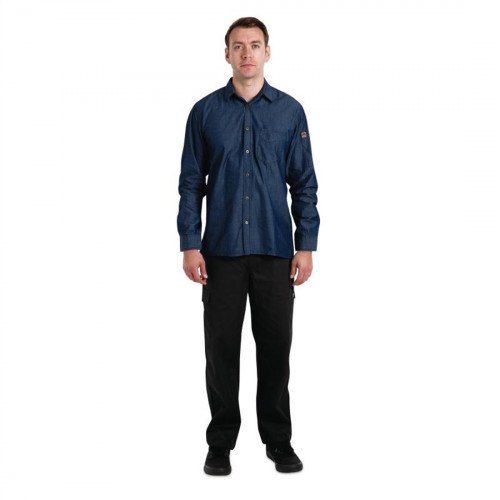 Chef Works Detroit Long-Sleeve Blue Denim Shirt (SKL001) - Size XS (B2B)