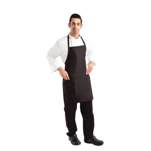 Chef Works Two Patch Pocket Bib Apron (F53) Black (B2B)
