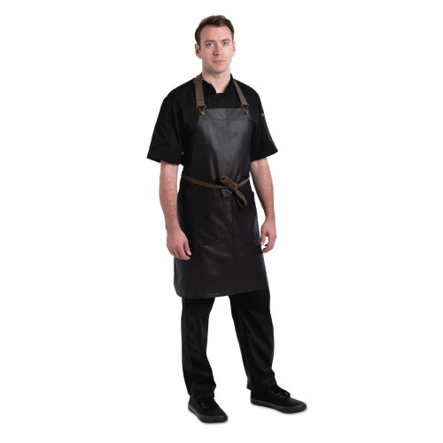 Chef Works Wet Look Boulder Bib Apron Brown/Black