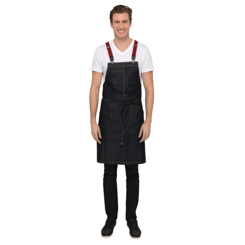 Chef Works Urban Berkeley Denim Brace Bib Apron/Dark Indigo