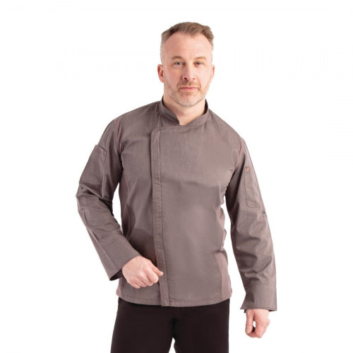 Chef Works Hartford Lightweight L/S Zipper Coat Graphite - Size L