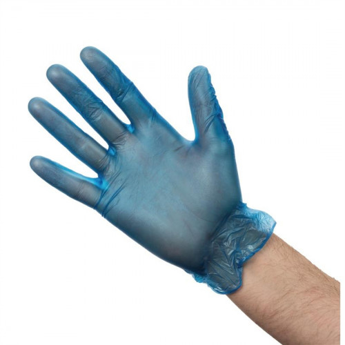 Powdered Blue Vinyl Gloves - Size M (Box 100)