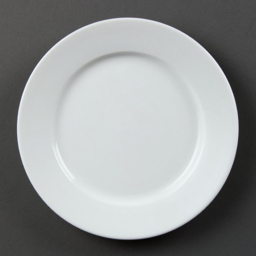 Olympia Whiteware Wide Rimmed Plate - 20cm 8" (Box 12)