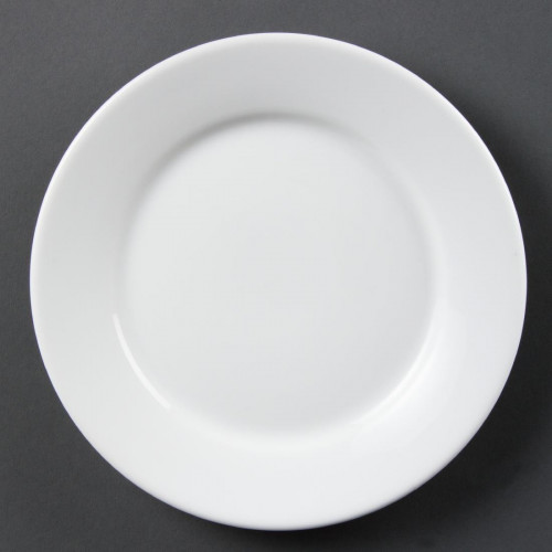 Olympia Whiteware Wide Rimmed Plate - 23cm 9" (Box 12)