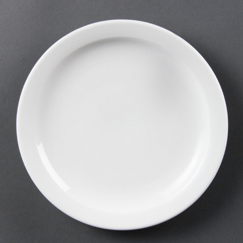 Olympia Whiteware Narrow Rimmed Plate - 20cm 8" (Box 12)