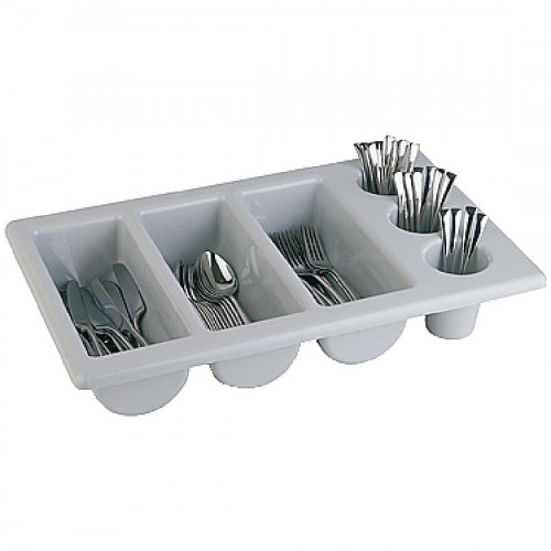 Cutlery Dispenser Plastic 6 Compartment Grey - 100x325x530mm