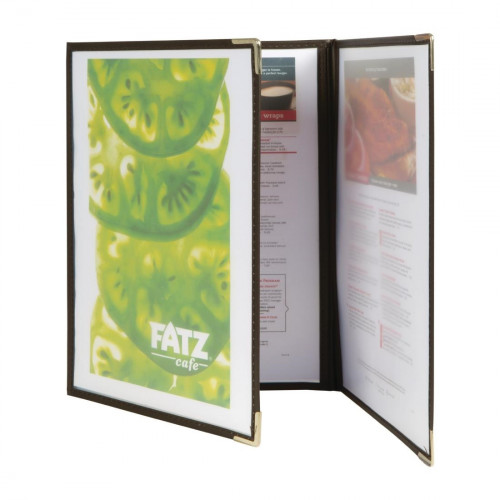 Securit Crystal Transparent Menu Holder A4 Triple - 6 Page (Set 3)
