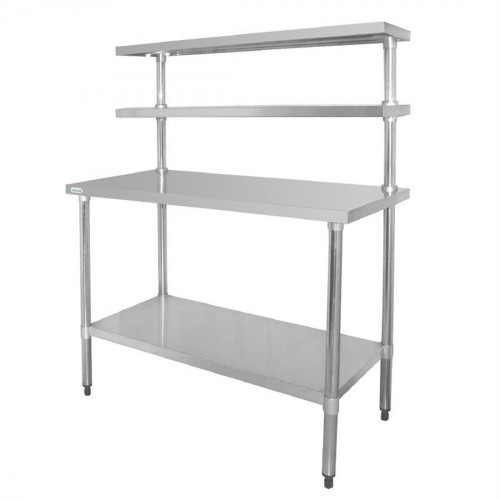 Vogue Table with Gantry Shelf St/St - 1500(h) x 1200(w) x 600mm(d)
