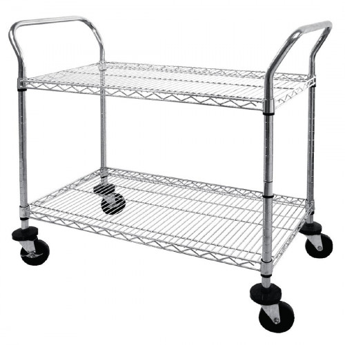 Vogue 2 tier Chrome Wire Trolley - 910x457x960mm