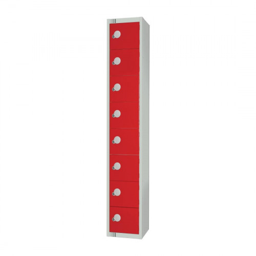 450mm Deep Locker 8 Door (Coin Return) Red with Sloping Top (Direct)