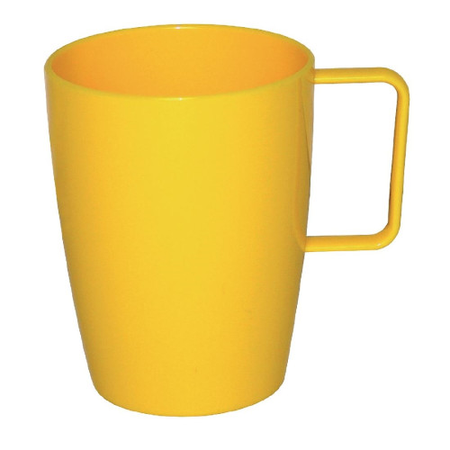 Kristallon Polycarbonate Handled Beaker Yellow - 284ml 10oz (Box 12)
