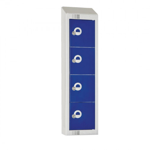 Personal Effects Lockers 4 Door (Blue) Camlock/Sloping Top (Direct)