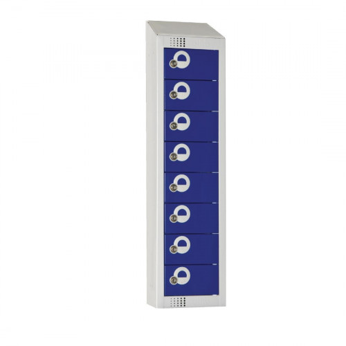 Personal Effects Lockers 8 Door (Blue) Padlock/Sloping Top (Direct)