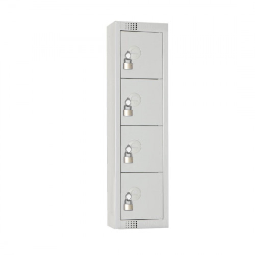 Personal Effects Lockers 4 door (Grey) Padlock Flat Top (Direct)