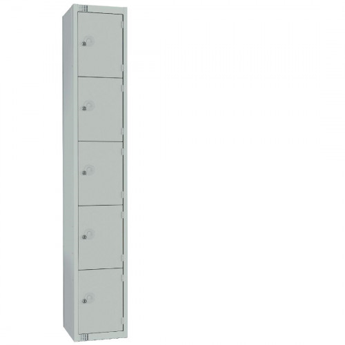 300mm Deep Locker 5 Door Combi Lock) Mid Grey with Sloping Top (Direct)