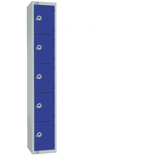 Elite Five Door Camlock Locker with Sloping Top Blue