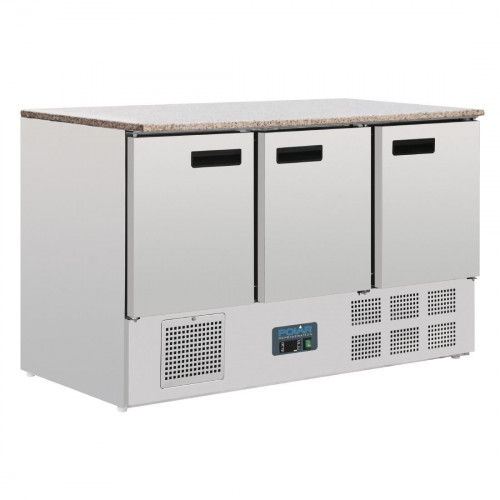 Polar REFRIGERATED Counter with Marble Work Top - 3 doors 368Ltr