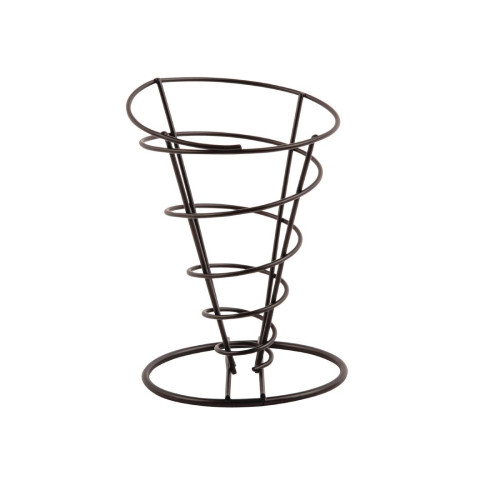 Olympia French Fry Holder Black Wire Cone - 175(h)x115(dia)mm