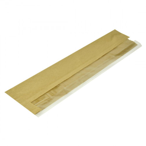 Vegware Kraft Baguette Bag with Natureflex Side Window - 102x152x356mm(Box 1000)
