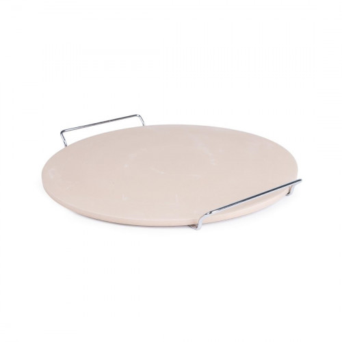 Traditional Round Pizza Stone with Metal Serving Rack