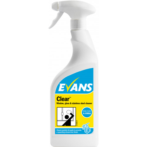 Evans Clear Window, Glass & Stainless Steel Cleaner RTU per 750ml (A096AEV)
