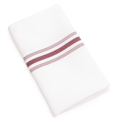Burgundy Stripe Trim Bistro Table Napkins - 22x18" (Pack 10)