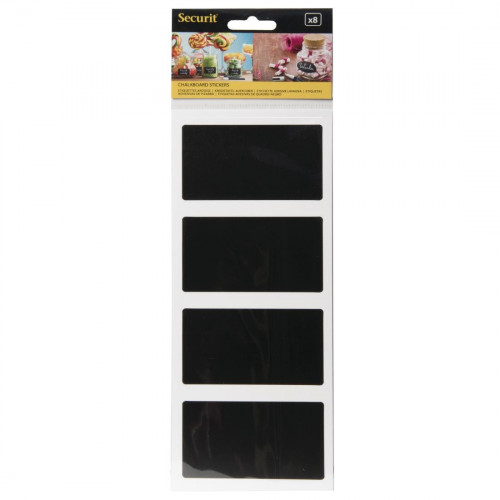 Securit Rectangular Self Adhesive Chalkboard - 85x50mm (Pack 8)