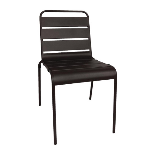 Bolero Slatted Steel Sidechair Black (Pack 4)