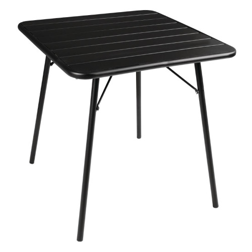 Bolero 700mm Slatted Square Steel Table (Black)