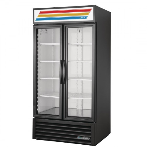 True 2 Glass Door 991Ltr Merchandiser Fridge R290 - Black (Direct)