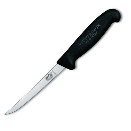Victorinox Fibrox Black Handle Boning Knife Straight Extra Narrow Blade - 12cm