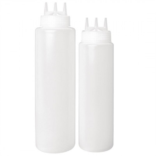 Vogue Squeeze Bottle Clear 3 Nozzle - 24oz