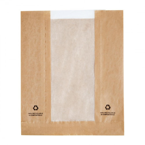 Fiesta Green Food Bag with Glassine Window - 3 1/2x10 1/2x8 1/2'' (Pack 1000)