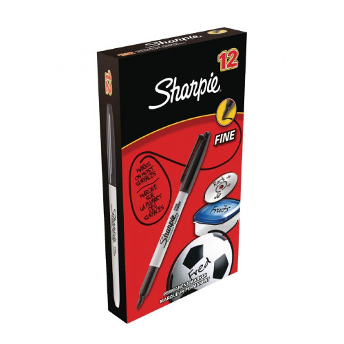 Sharpie Fine Permanent Marker Black Tuck (Pack 12)