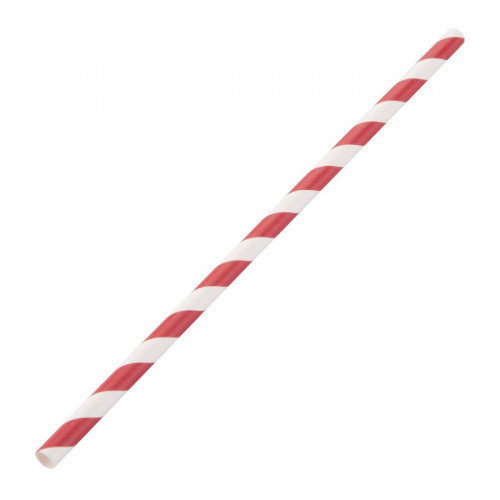 Fiesta Green Paper Straw Red & White Stripe - 6mm (Box 250)