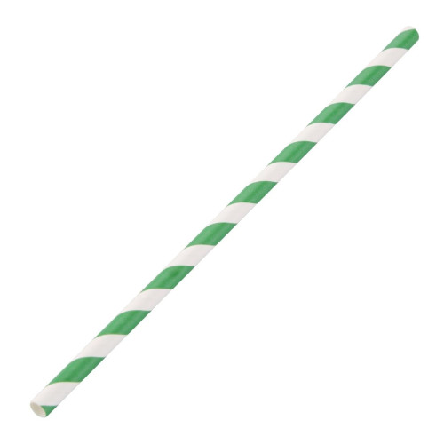 Fiesta Green Paper Straw Green & White Stripe - 6mm (Box 250)