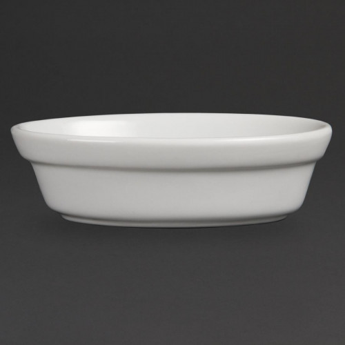 DISH/ OLYMPIA / OVAL WHITE BAKING PIE BOWL/DISH - 6" X 4" - BOX OF 6 - DK806