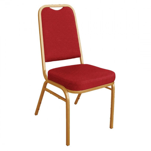 Bolero Banqueting Chair Squared Back Gold Frame Red Plain Cloth (Pack 4)